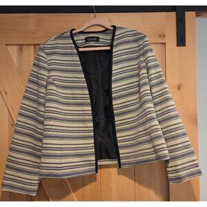 Evan Picone Black Label Women's Size 18W Blazer Open Front Black Tan Stripe